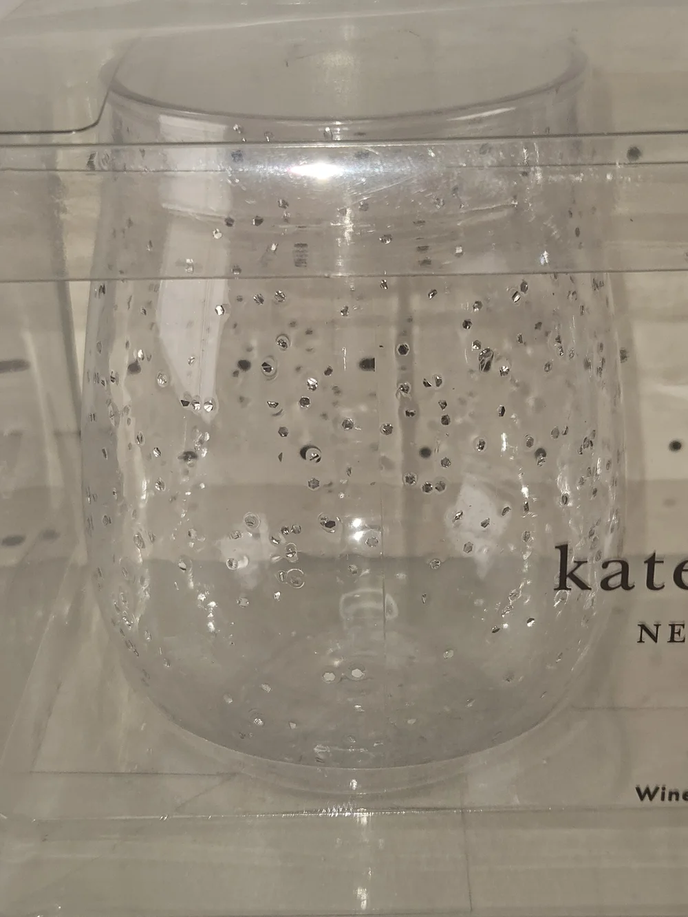kate spade Silver Glitter Clear Wine Glass Set Of Two 18 Oz Acrylic Glass